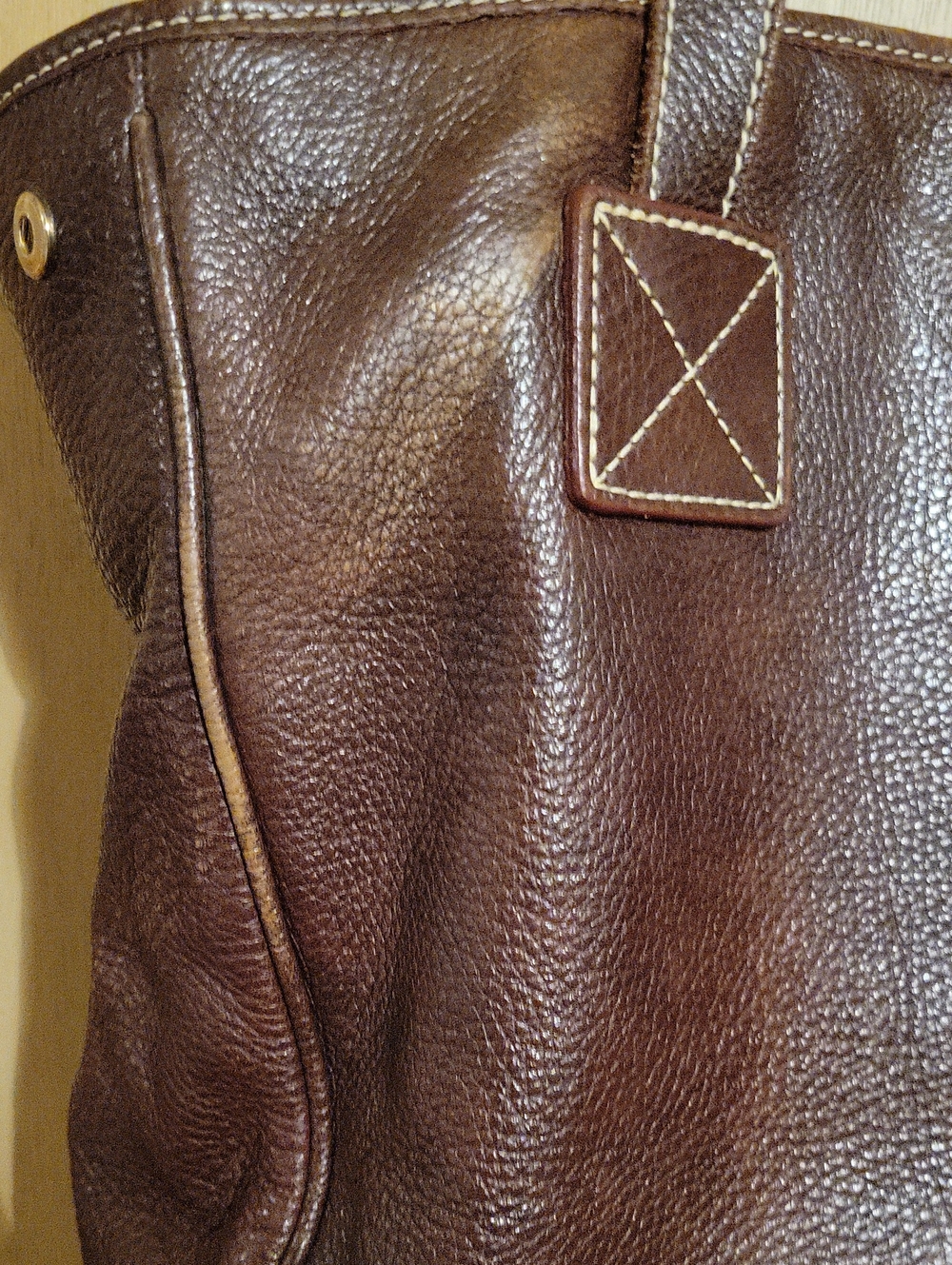 Vintage Dooney & Bourke Brown Pebble Leather Tote Ex-large - Picture 15 of 16